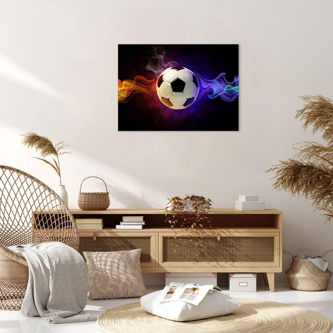 Bilder auf Leinwand Abstrakt ball flamme fussball Leinwandbild 70x50cm Wandbilder Dekoration Wohnzim