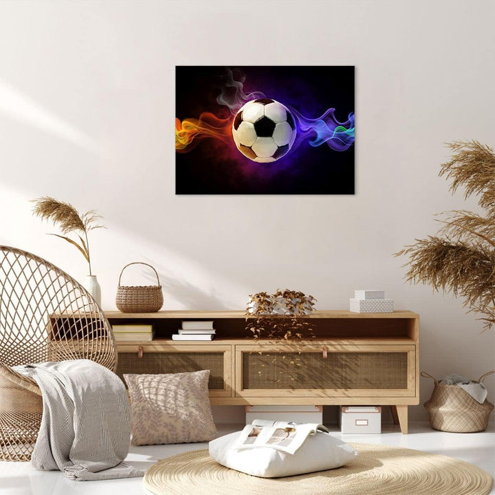 Bilder auf Leinwand Abstrakt ball flamme fussball Leinwandbild 70x50cm Wandbilder Dekoration Wohnzim