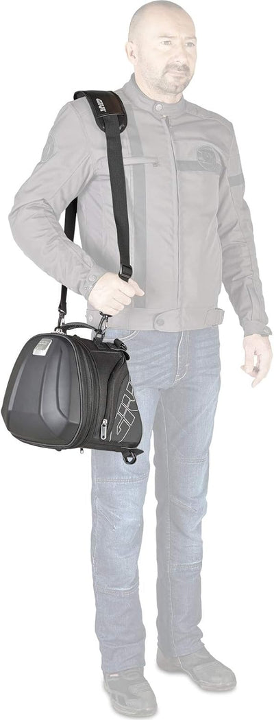 Erweiterbare Hecktasche für sportliche Motorräder 22 Liter Volumen
