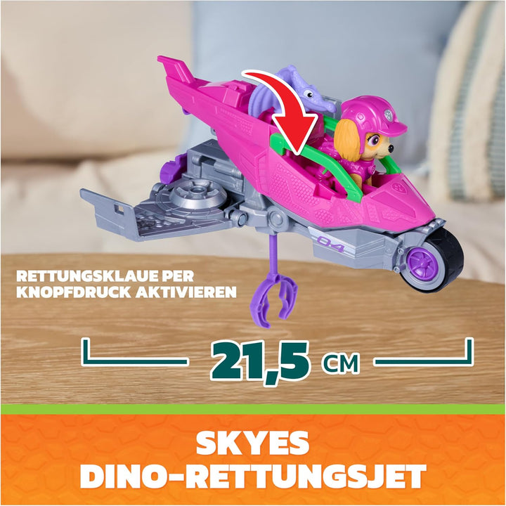 PAW PATROL: Der Dino Film, Skyes Dino-Rettungsjet, Fahrzeug im Kinofilm-Look inkl. Skye-Figur, Spiel