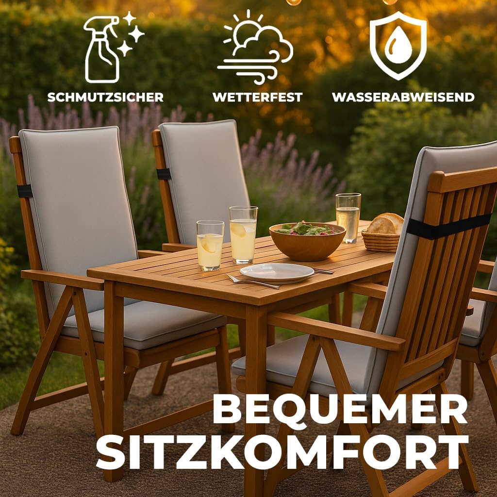 Hochlehner Auflagen 120x50x8cm, Wasserabweisend | Premium-Material 200gsm, Extra dicke Polsterung 8