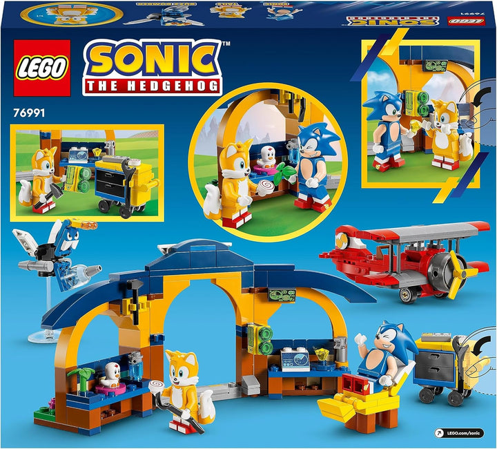 LEGO 76991 Sonic The Hedgehog Tails‘ Tornadoflieger mit Werkstatt Set, Baubares Spiel mit Flugzeug-S