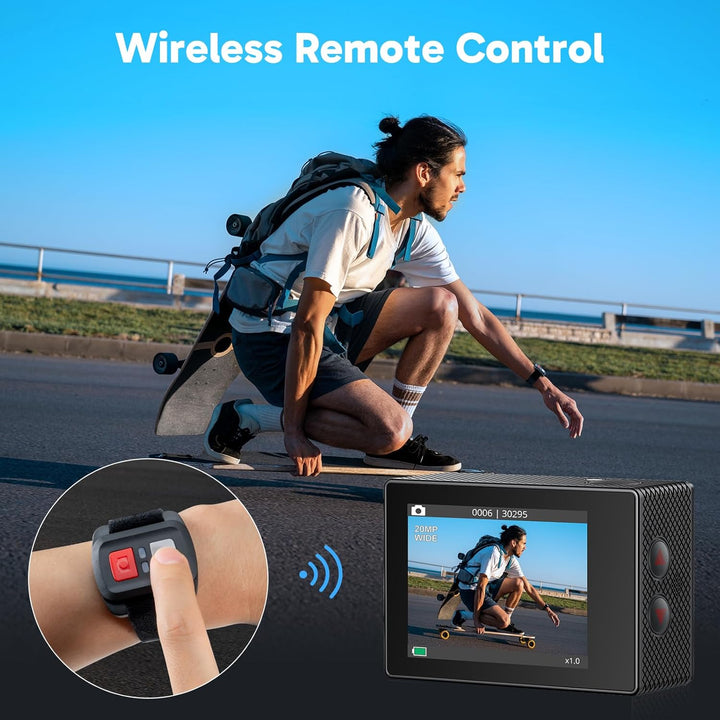 AKASO Sportkamera 4K 30 fps 20 MP WiFi – 4K Kamera wasserdicht bis 30 m mit Stabilisierung (EIS), 4