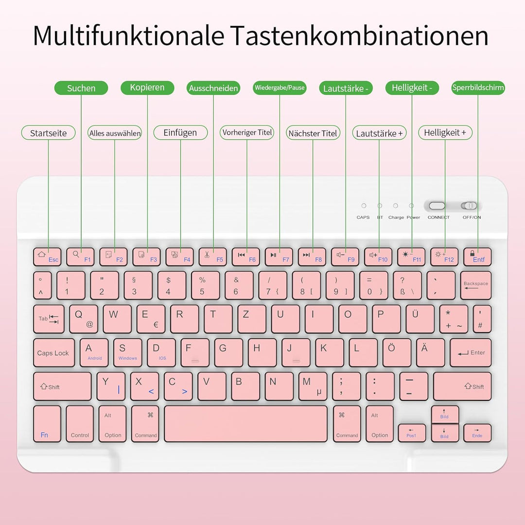 TQQ Hülle mit Tastatur für iPad Air 11 Zoll M3/M2 (2025/2024), Air 5/4 Gen, Abnehmbare Kabellose Blu