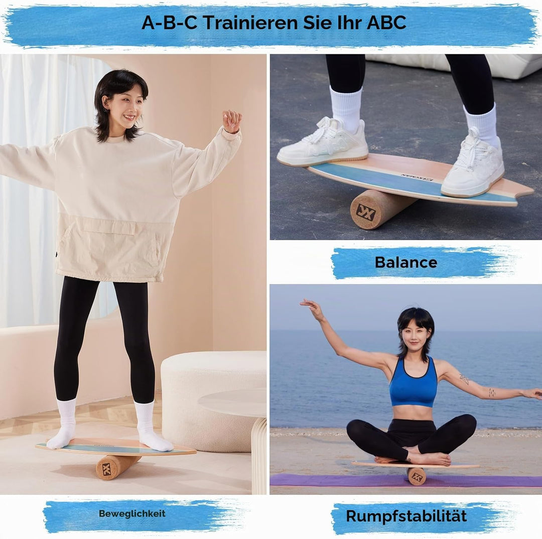 XCMAN Surf Balance Board Trainer Mit Rolle - Stabilitätstrainer Für Erwachsene Und Kinder, Zum Surfe