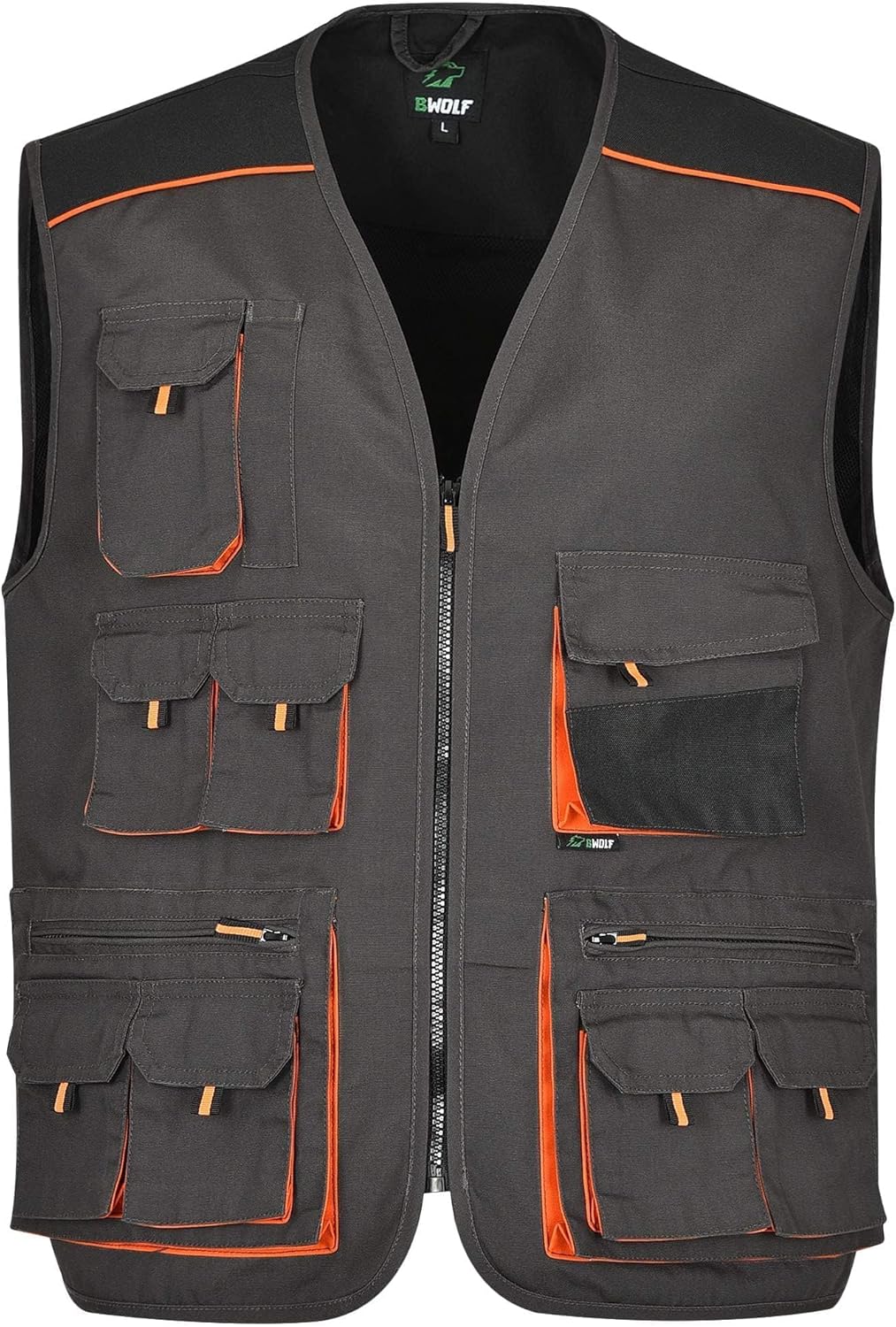 BWOLF Atlas Multifunktionale Arbeitsweste Herren Arbeitsweste Classic Grau/Orange M Grau/Schwarz/Ora