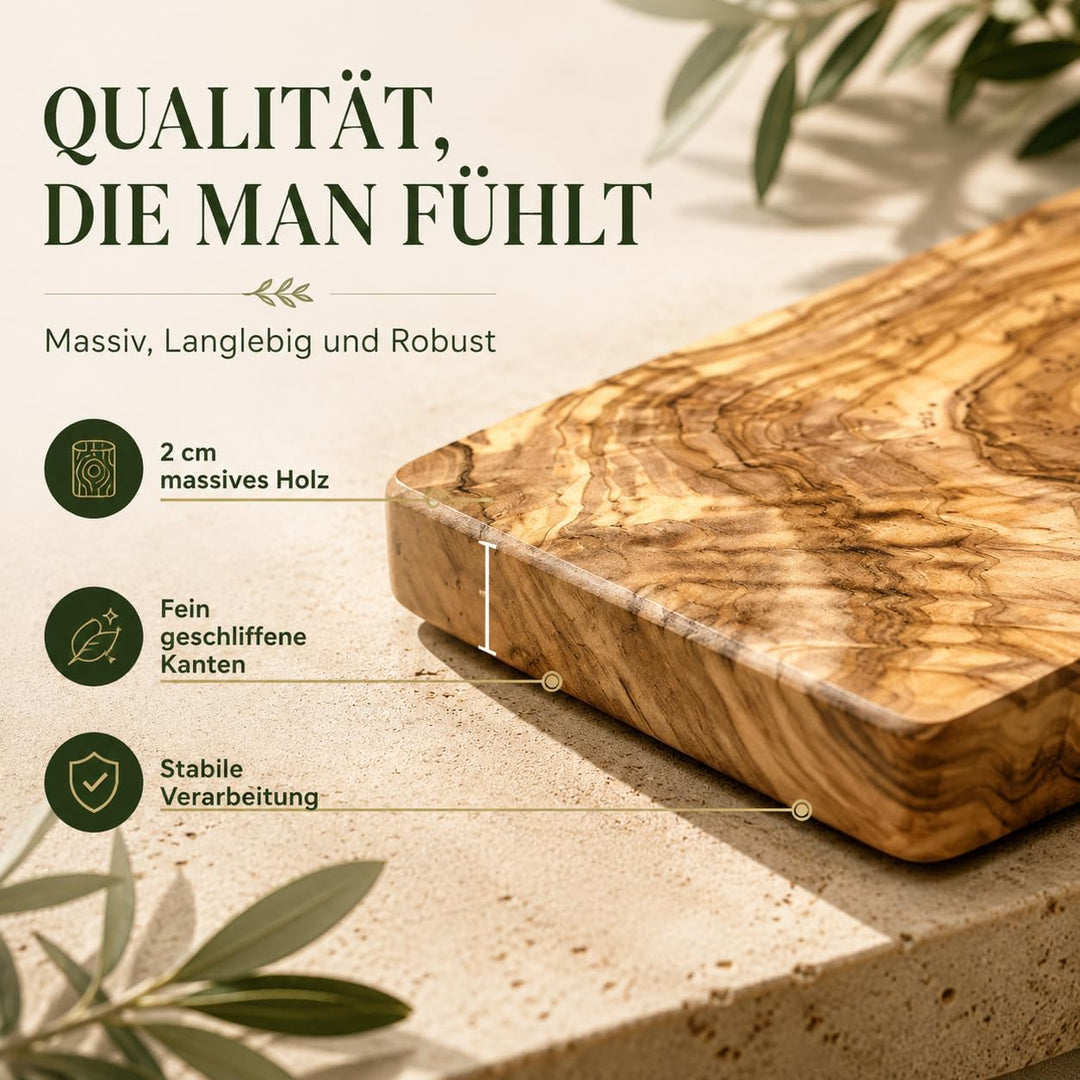 Schneidebrett personalisiert, Olivenholz - Rechteckiges Holzbrett mit Gravur (30 x 15 cm) Mit Gravur
