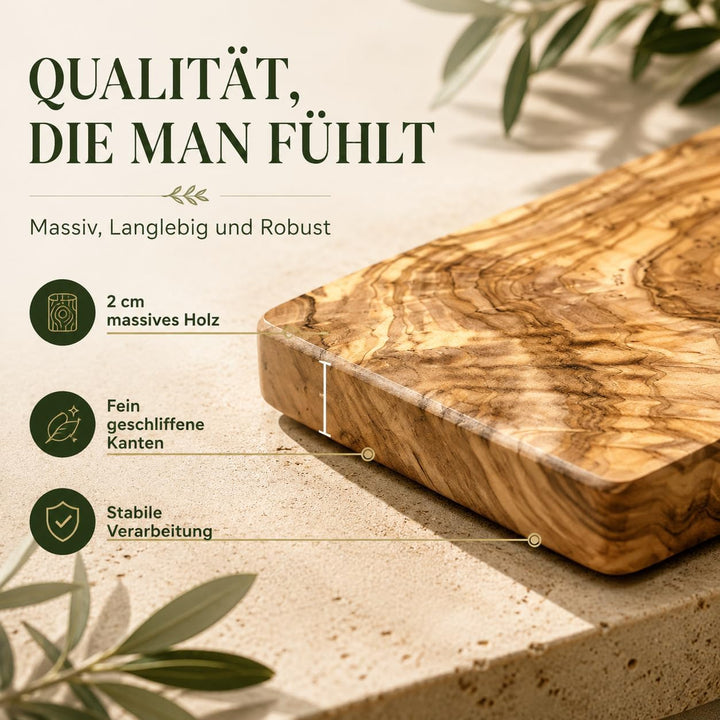 Schneidebrett personalisiert, Olivenholz - Rechteckiges Holzbrett mit Gravur (30 x 15 cm) Mit Gravur