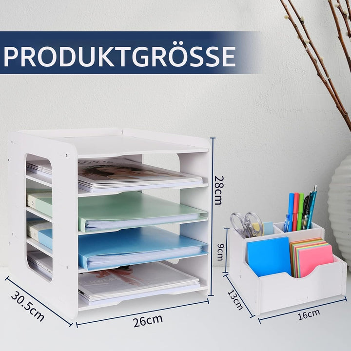 Schreibtisch-Organizer, Briefablage, Dokumentenhalter, A4-Papierablage, für Zuhause, Büro, Schule, 5