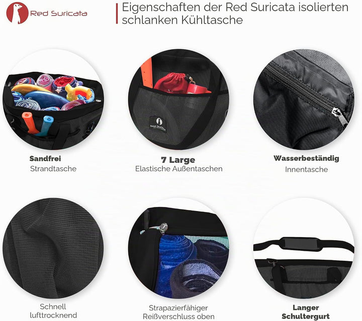 Red Suricata Ra-rso-lamebeba1 Netz-Strandtasche Schwarz / Schwarz, Schwarz / Schwarz