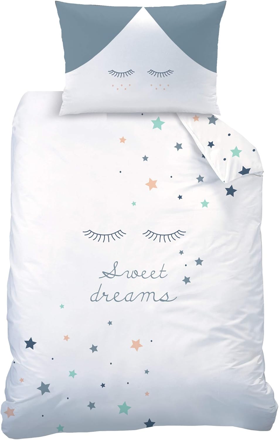 Sterne Babybettwäsche 135x100 Flanell Biber, 1 Kissenbezug 40x60 + 1 Bettbezug 100x135 cm, Sweet Dre