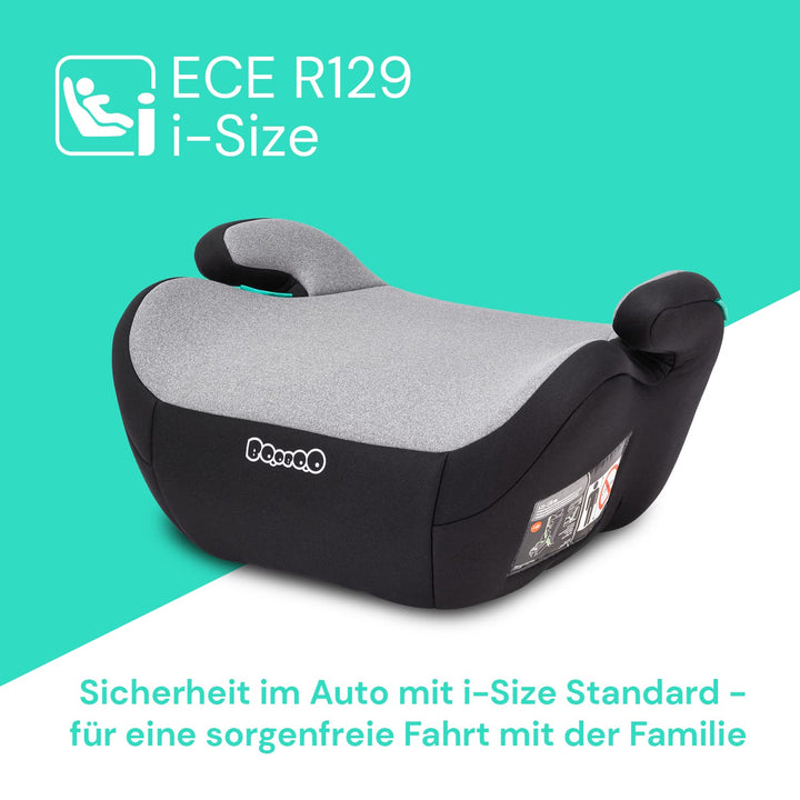 Booboo Safety Madrid Sitzerhöhung auto kinder ohne Isofix 125 bis 150 cm, i-Size - Black Grey