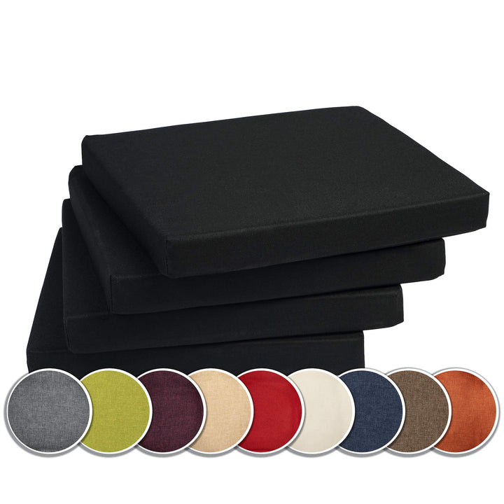 sunnypillow 4er Set Stuhlkissen mit Bindebänder - 40 x 40 x 5 cm - Sitzkissen Outdoor für Stühle/Bän