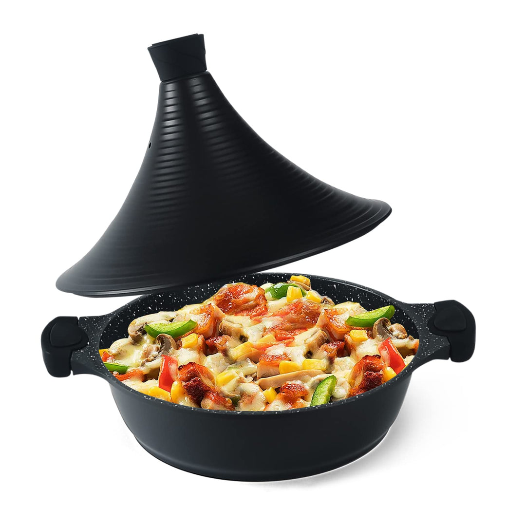 Scheffler Tajine Topf - Marokkanische Tagine 28cm Antihaftbeschichtung aus Aluminium mit kegelförmig