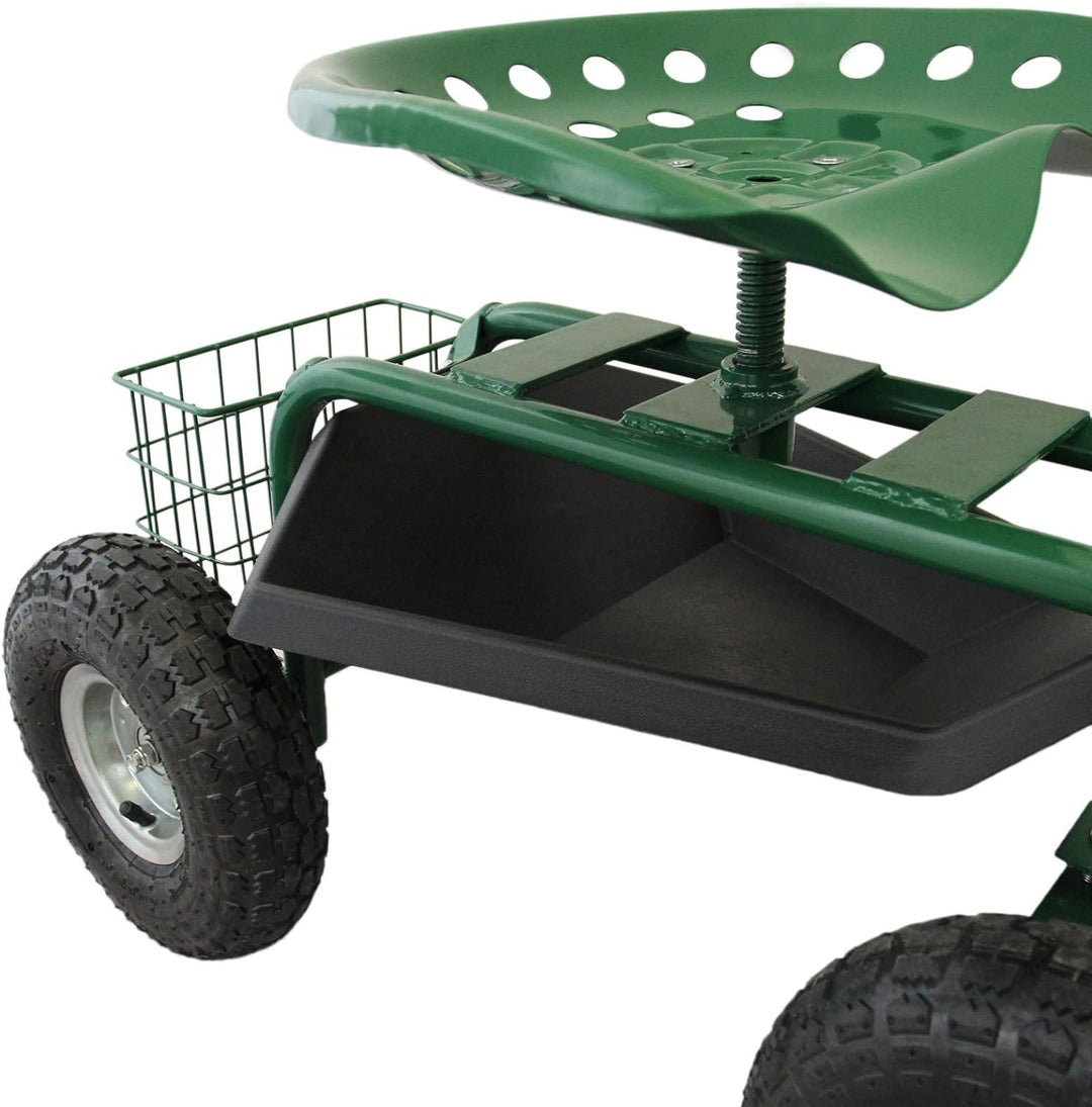 Gartensitz Fahrbarer Gartenwagen mit Sitz 150kg Sitzwagen Gartenhocker Rollwagen Rollsitz Gartenhelf