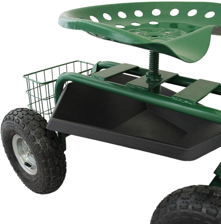 Gartensitz Fahrbarer Gartenwagen mit Sitz 150kg Sitzwagen Gartenhocker Rollwagen Rollsitz Gartenhelf