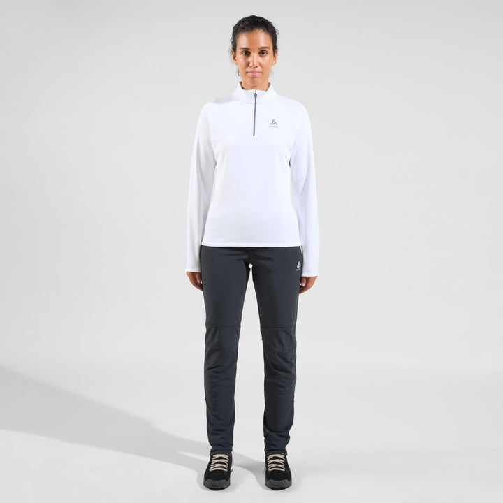 Odlo Damen Besso Half Zip Longsleeve XL White - Folkstone Gray, XL White - Folkstone Gray