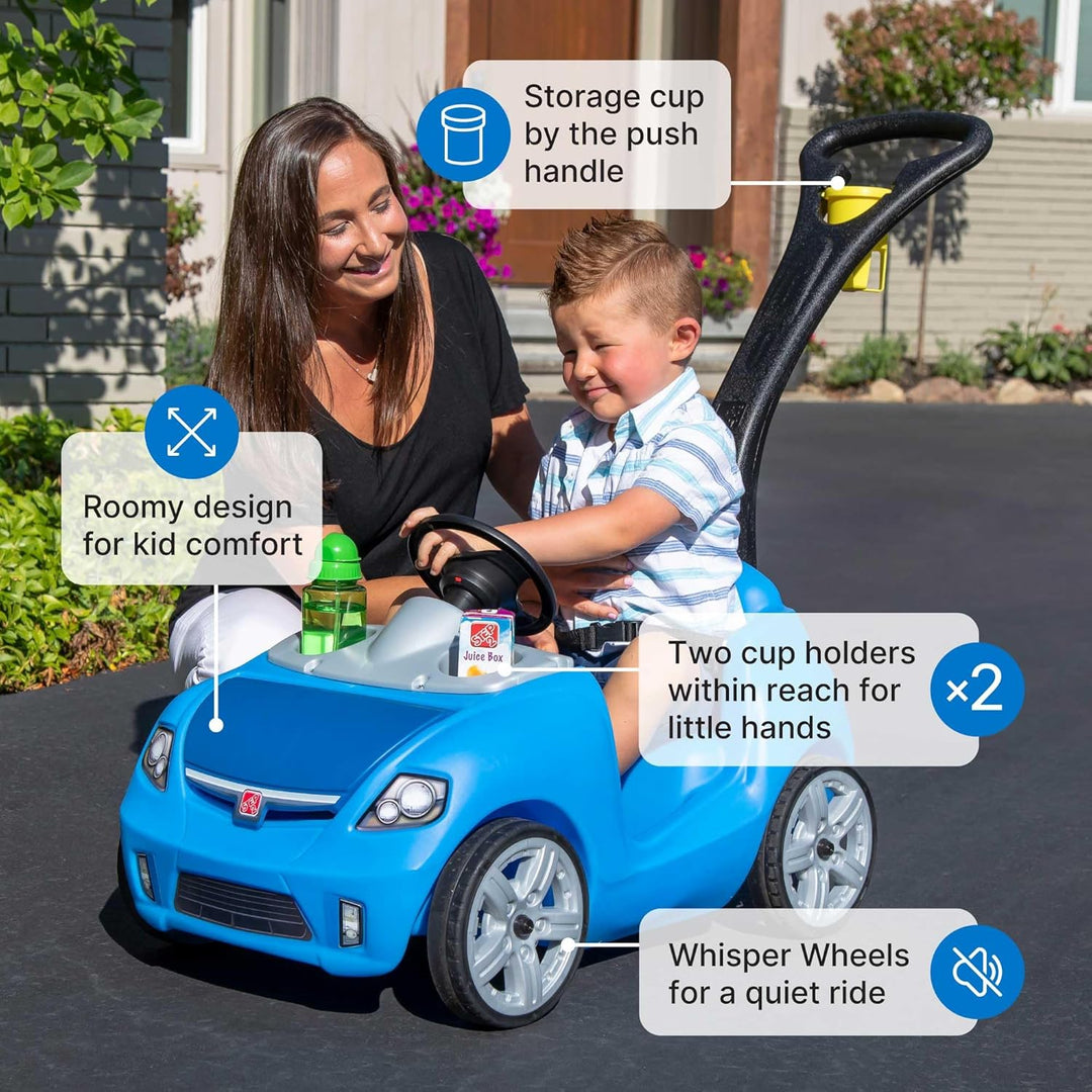 Step2 Whisper Ride Kinderauto/Rutscher in Blau | Spielzeug Auto mit Schiebestange | Kinderfahrzeug/R