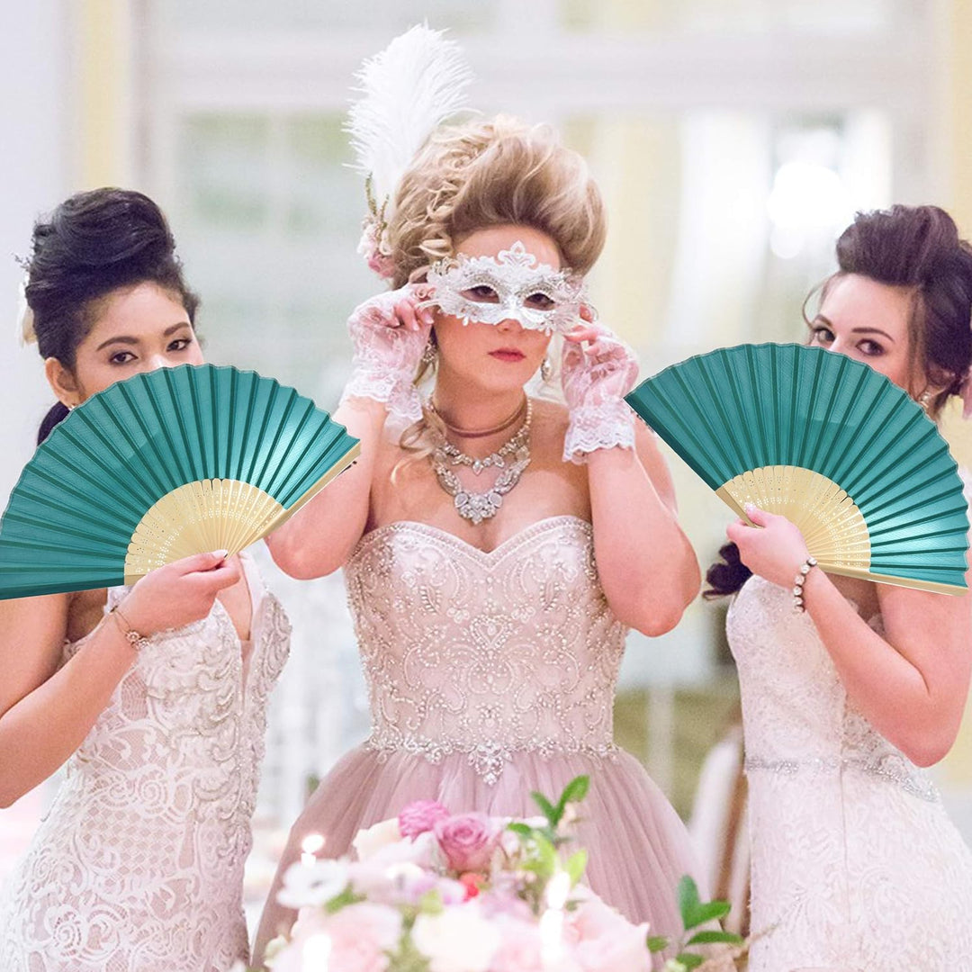 FANSOF.Fans Packung mit 10 Seide Stoff Fan mit Einer Quaste Grade A Bambus Rippen Hochzeit Party Gef