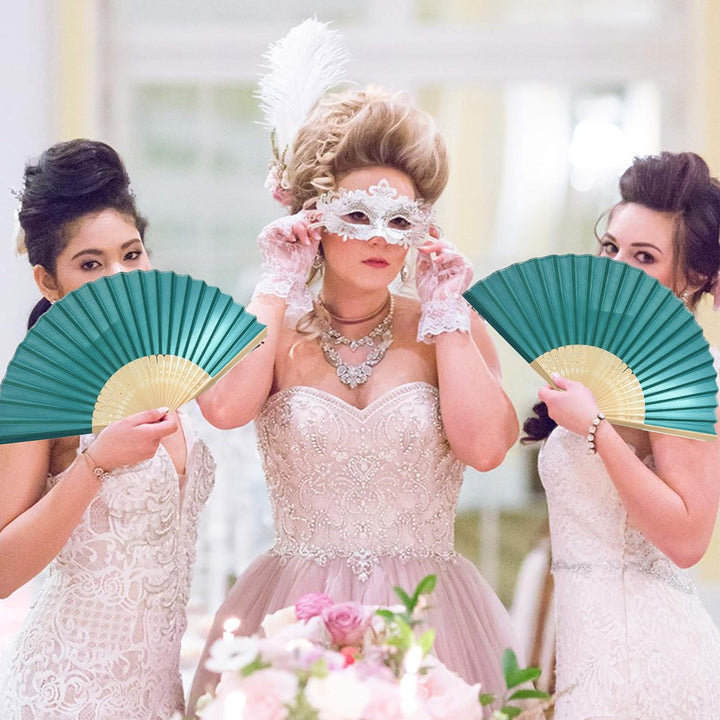 FANSOF.Fans Packung mit 10 Seide Stoff Fan mit Einer Quaste Grade A Bambus Rippen Hochzeit Party Gef