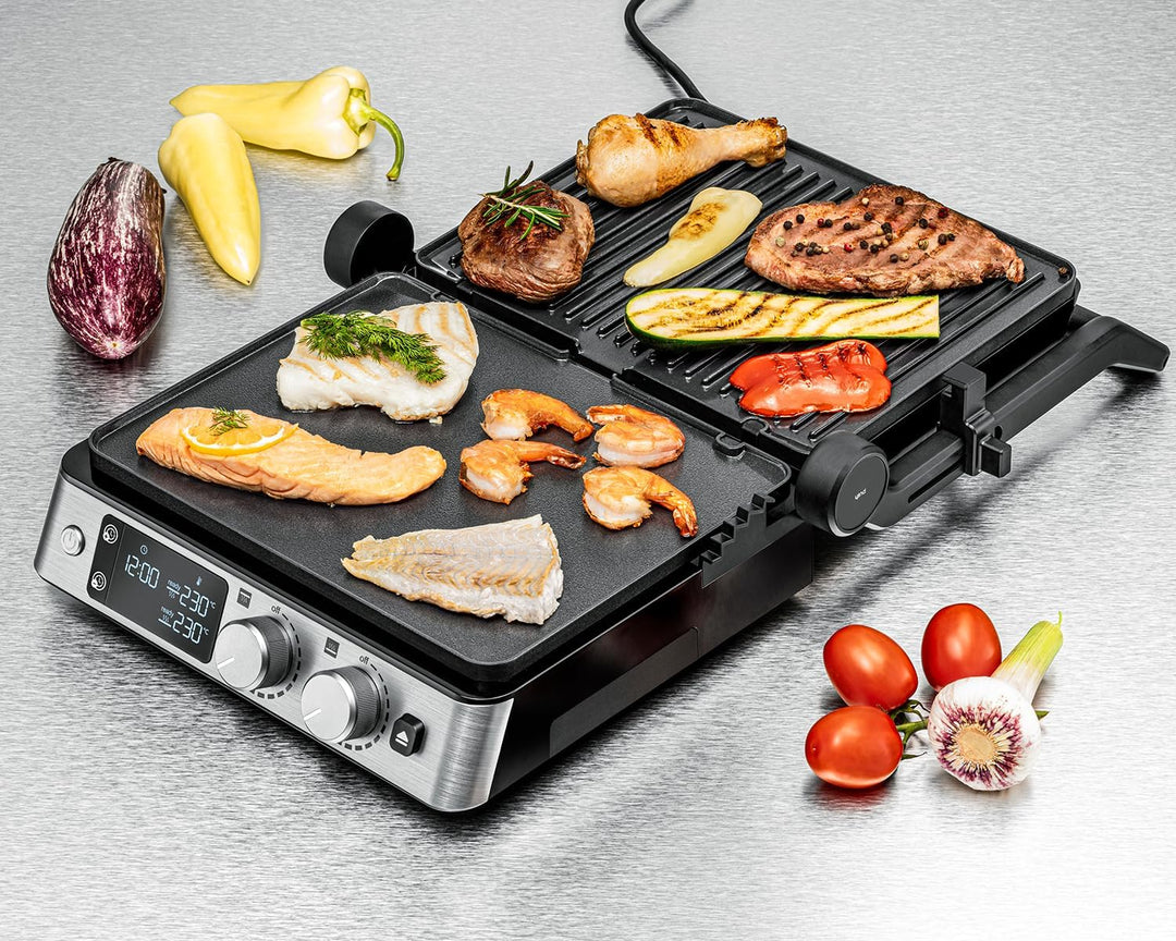 ROMMELSBACHER Kontaktgrill KG 2025, Kontakt- und Flächengrill, getrennt regelbare Grillflächen, kera