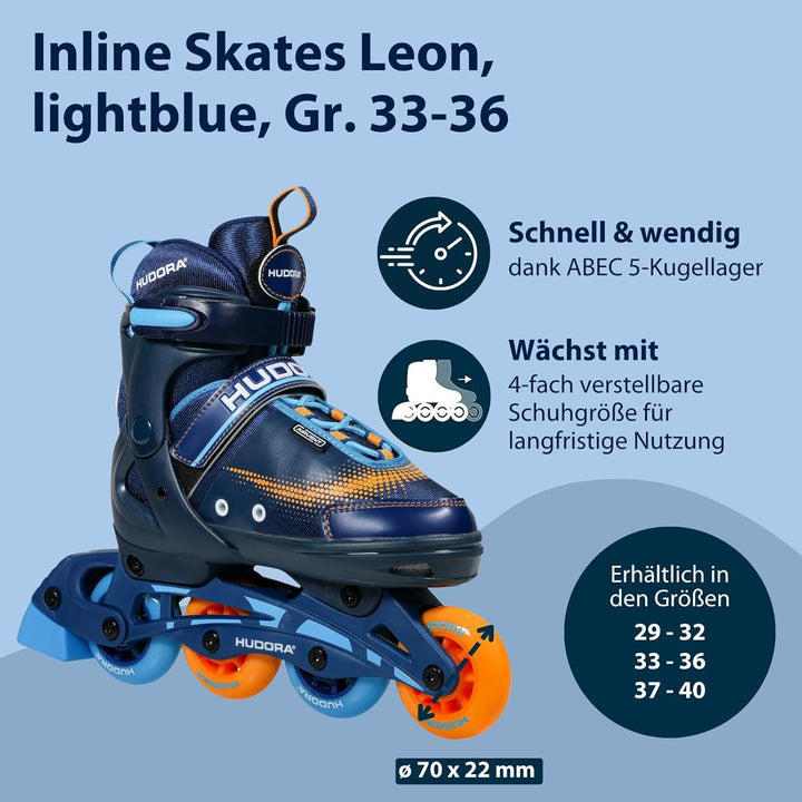 HUDORA Inliner Mia/Leon - Inliner für Kinder, Jugendliche und Erwachsene - Verschiedene Grössen - Ro