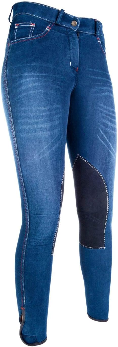 HKM Herren Reithose Summer Denim Alos Kniebesatz 84 Jeansblau/Dunkelblau, 84 Jeansblau/Dunkelblau