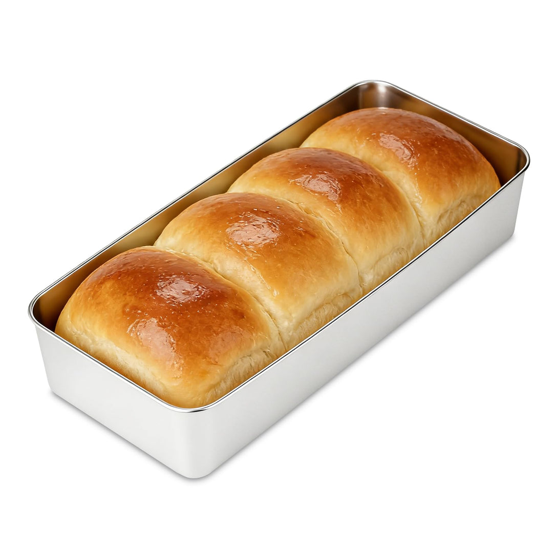 Romon Edelstahl Brotbackform, 2 Stück Brotbacktopf Kasten, Rechteckige Kastenform (33×15×6.5cm) hitz