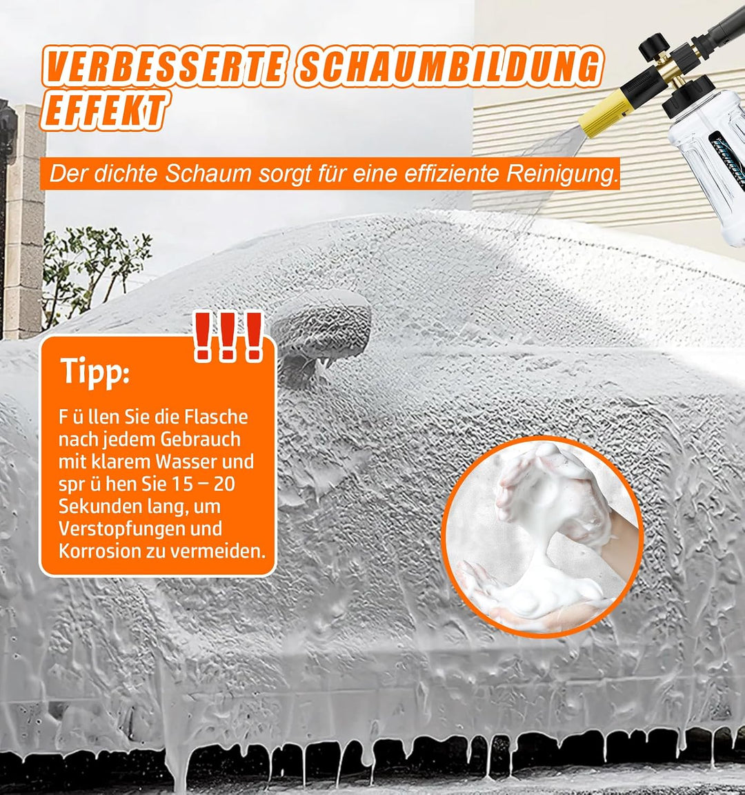 Verbesserte Schaumlanze Schaumkanone für Kärcher K-Serie K2 K3 K4 K5 K6 K7 Hochdruckreiniger, 1L Sch