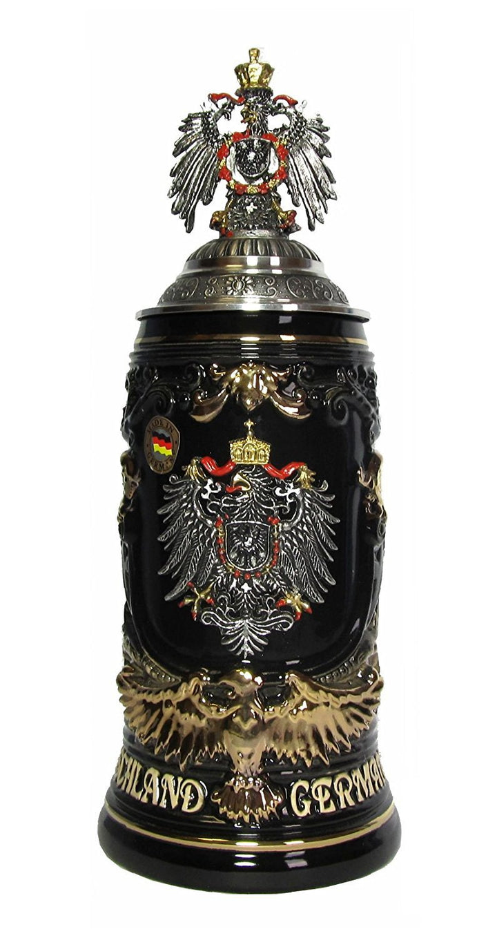 KING Bierkrug Deutschland Schild Seidel, Goldadlerhenkel 0,6 Liter Bierseidel