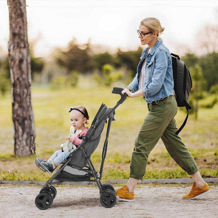 Einhändig klappbarer, leichter Kinderwagen, grosser Aufbewahrungskorb, Verdeck, Getränkehalter, komp