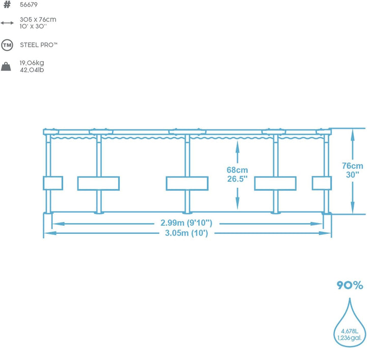 Bestway Steel Pro Frame Pool-Set mit Filterpumpe Ø 305 x 76 cm, blau, rund