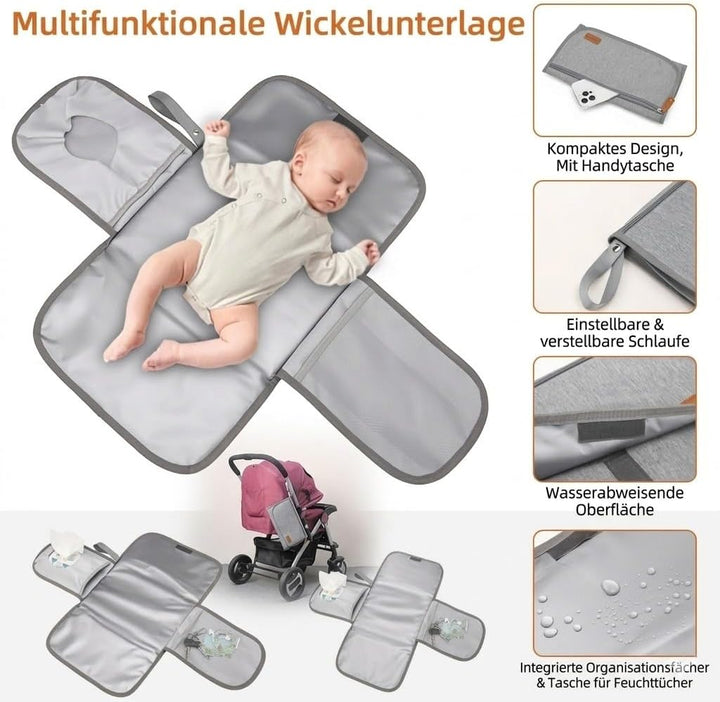 Wickelrucksack Gross inkl Wickelunterlage & Kühltasche, Modische Wickeltasche mit viel Stauraum, Was