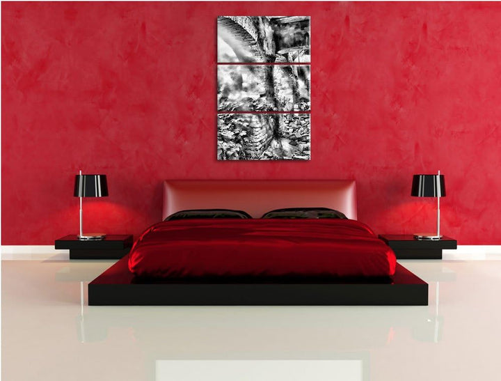 Pixxprint Alte Ruine als Leinwandbild/Grösse: 3 Teilig (120x80) cm/Wandbild/Kunstdruck/fertig bespan