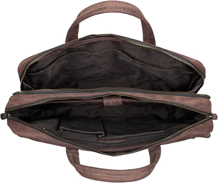 STILORD 'Conrad' Businesstasche Aktentasche Leder mit 15.6 Zoll Laptop-Fach Zweifachteilung Vintage