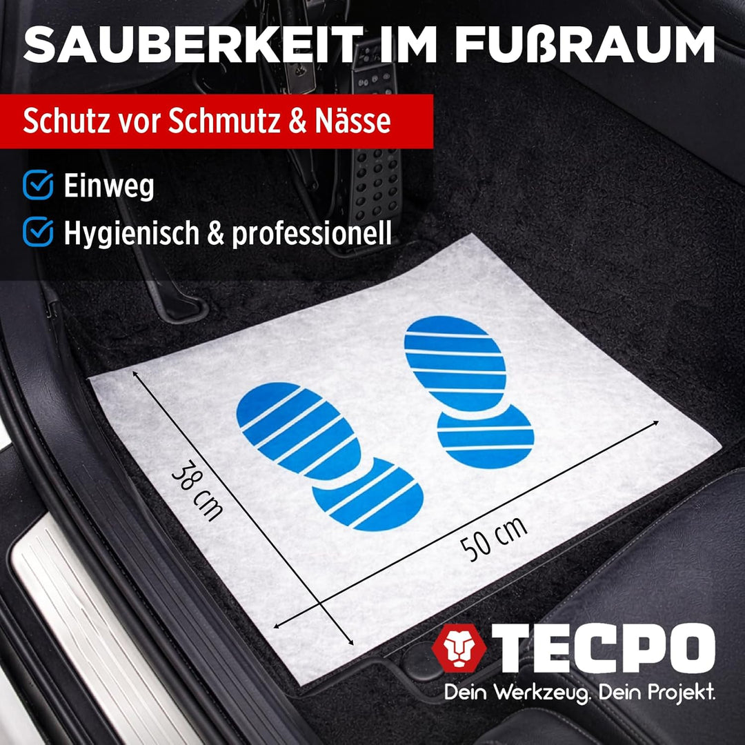 TECPO 500x Einweg Fussmatten 500x380 mm Fussraummatten Fussraumschoner Teppichschoner