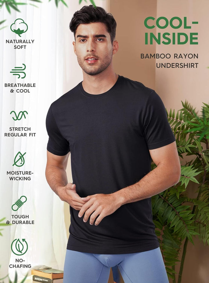 DAVID ARCHY Unterhemd Herren Atmungsaktive Tshirt Herren Slim fit Weich Kurzarm Shirt Basic Tshirt H