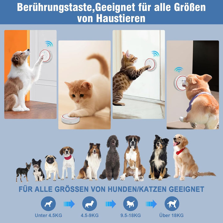ChunHee Katzenklingel/Hundeklingel Buzzer Hund Haustier Türglocken Sensor Berührt Wasserdicht Türkli
