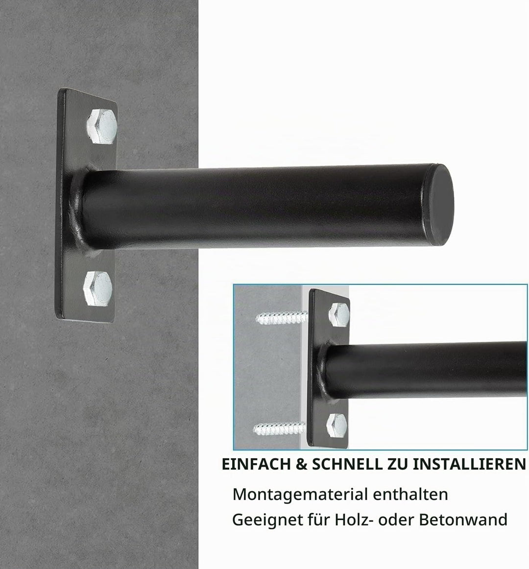 2 Stück Wandmontiert Hantelscheibenständer, Schwarz, Legierter Stahl, Kompakt, Geteilter Rahmen, Han