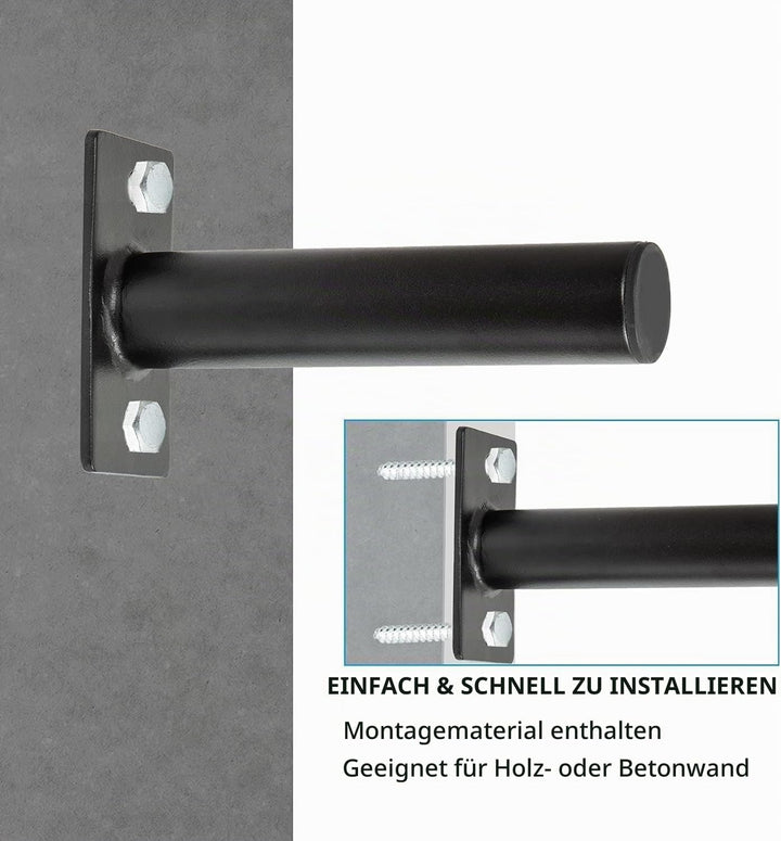 2 Stück Wandmontiert Hantelscheibenständer, Schwarz, Legierter Stahl, Kompakt, Geteilter Rahmen, Han