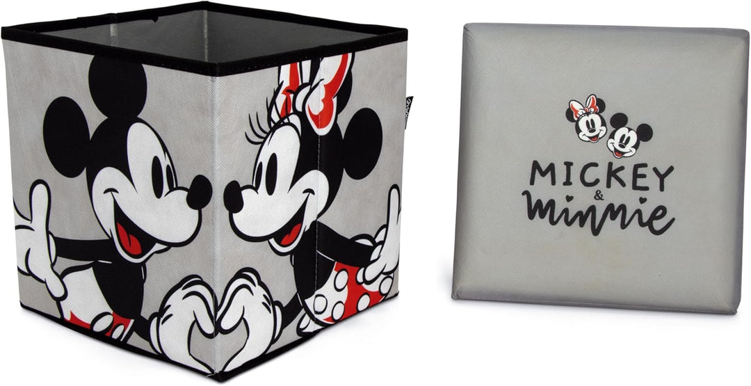 ARDITEX – Faltbare Aufbewahrungsbox für Kinder mit Mickey-und-Minnie-Motiv und gepolstertem Deckel a
