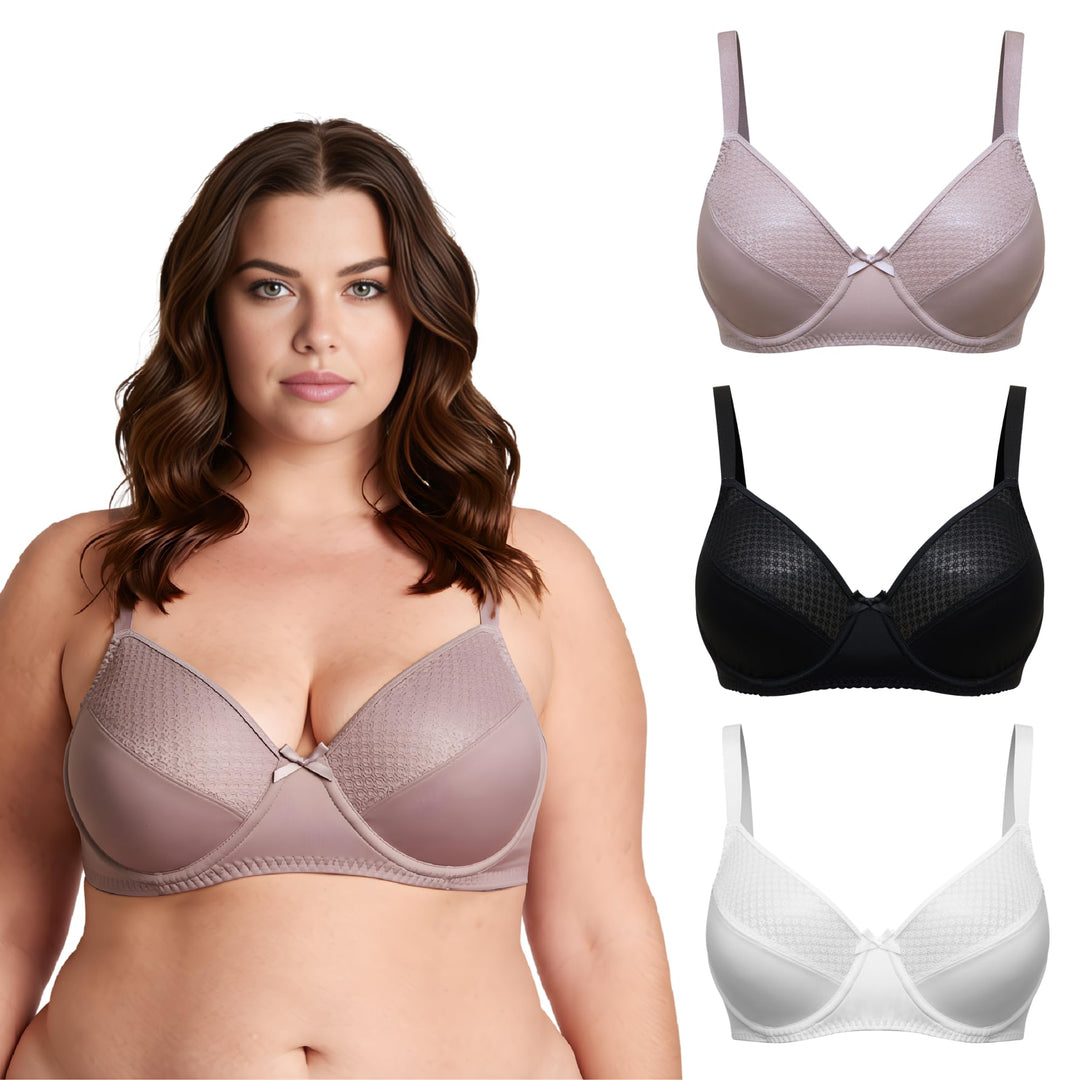 Curve Muse Damen Übergrösse Ungefüttert Minimizer Bügel Vollfiguriger BH 75C Black,white,pink Beige