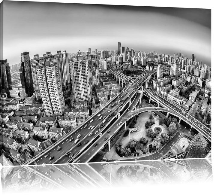 Pixxprint Blick auf Autobahn als Leinwandbild/Grösse: 100x70 / Wandbild/Kunstdruck/fertig bespannt,