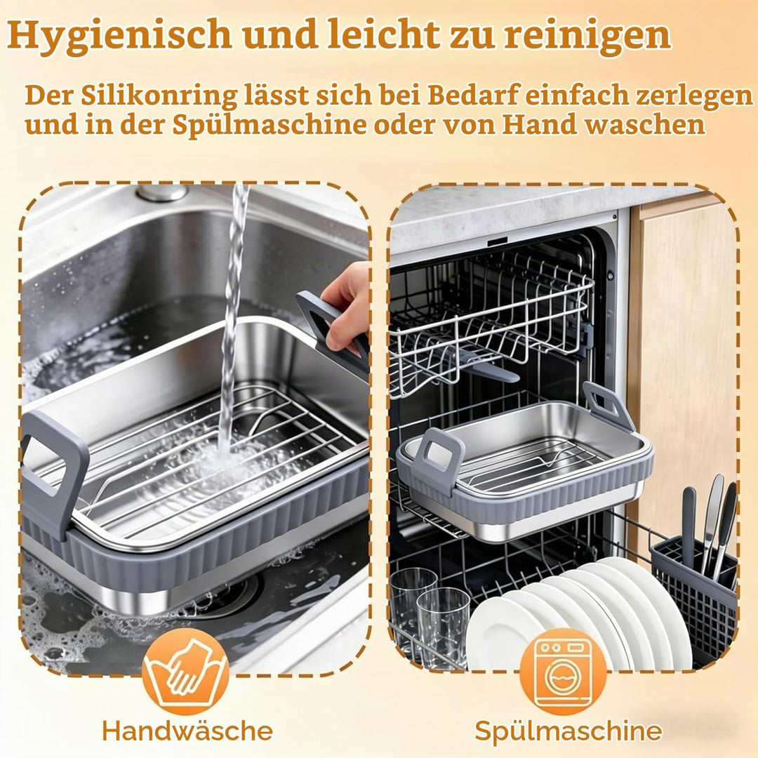 Edelstahl Backblech für Airfryer, hitze- &amp; kratzfest, spülmaschinenfest, universelles Zubehör für Co