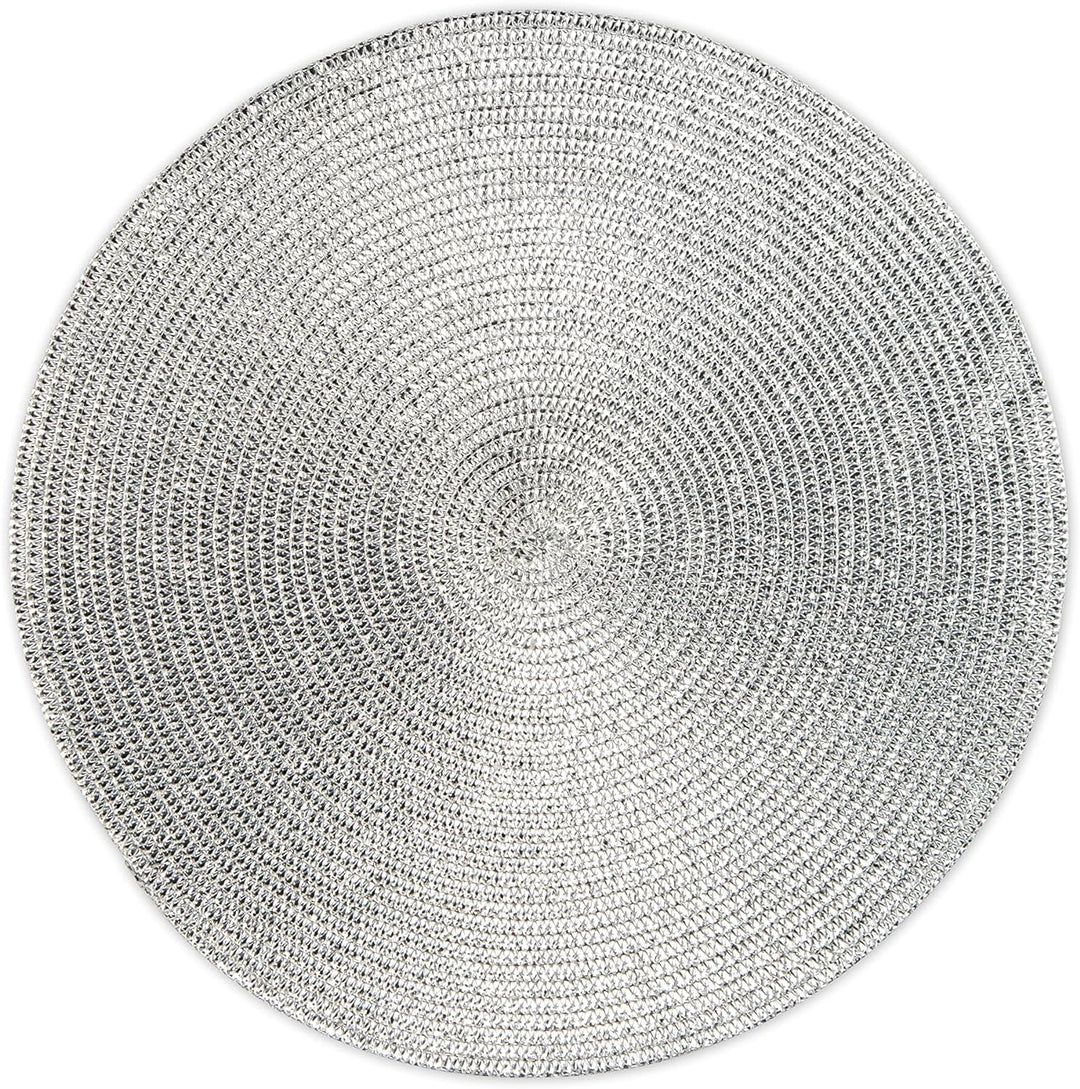 Excelsa 6er Set Platzset rund Ø 36 cm Polypropylen Silber Diametro 36 cm. Silber / Schwarz, Diametro