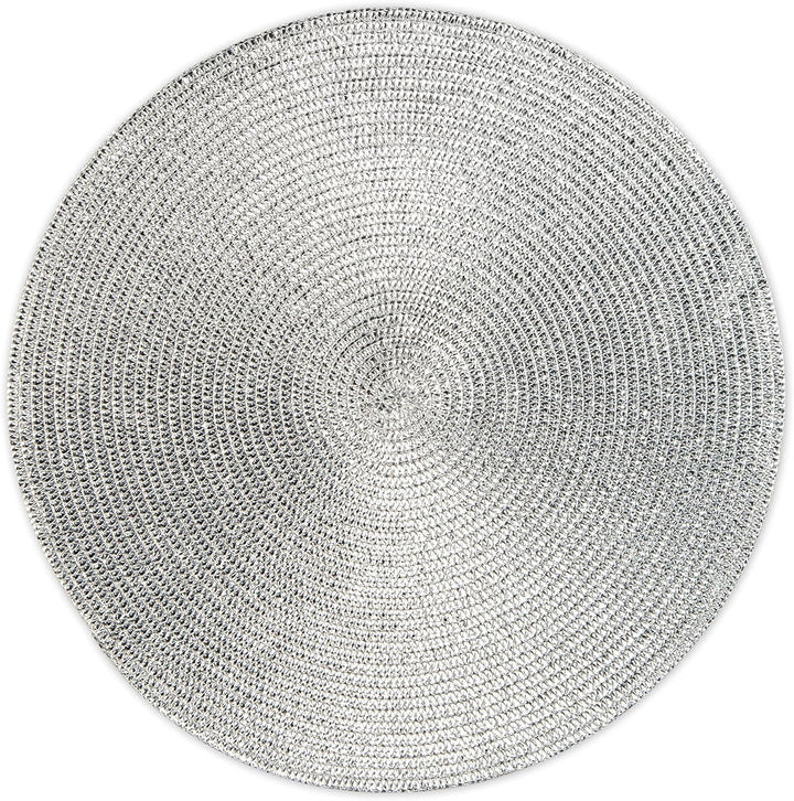 Excelsa 6er Set Platzset rund Ø 36 cm Polypropylen Silber Diametro 36 cm. Silber / Schwarz, Diametro