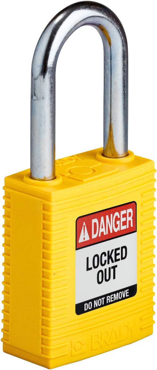 Brady (NYL-YLW-38ST-KD) SafeKey Nylon Lockout-Vorhängeschloss Mit Stahl Bügel 38.00 mm Gelb KD - Ver