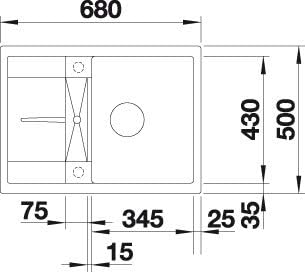BLANCO METRA 45 S Compact | SILGRANIT weiss | Einbauart: Einbau von Oben | reversibel | mit Ablauffe