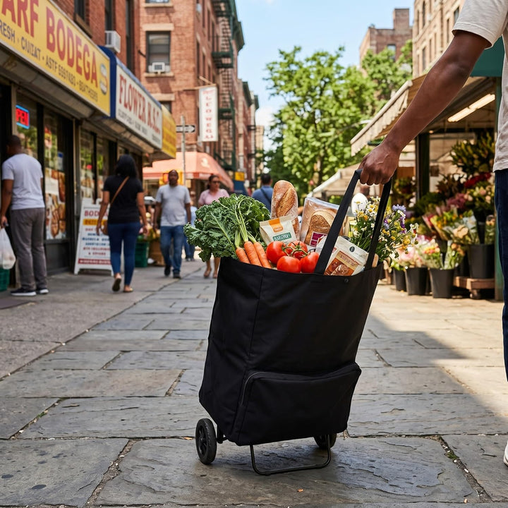 Yosoo Health Gear Leichter Zusammenklappbarer Einkaufswagen, Klappwagen mit Rädern, Wiederverwendbar