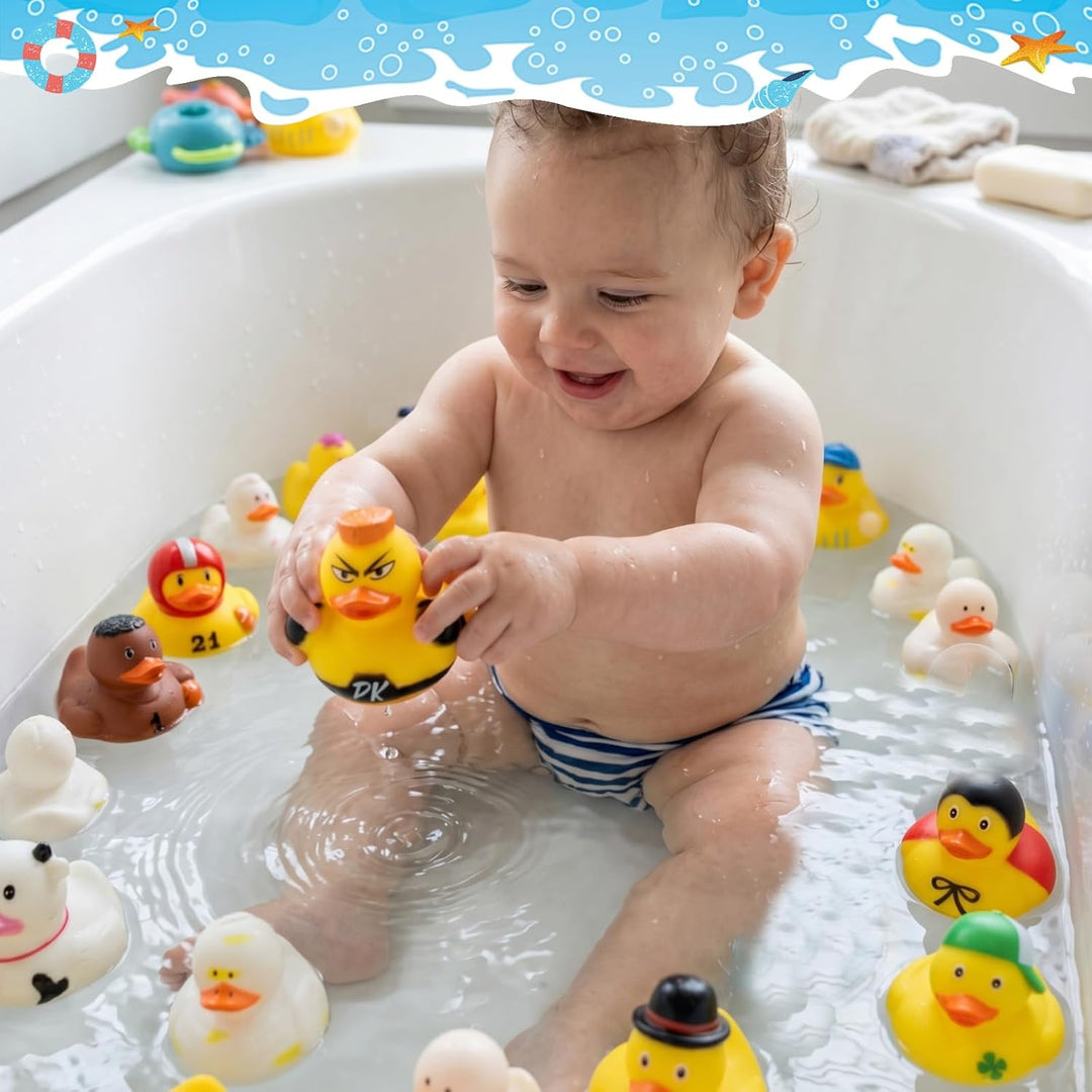 30 Stück Quietschenten Set - Bunte Badeenten mit Quietschfunktion für Bad, Pool & Party - Lustige Gu